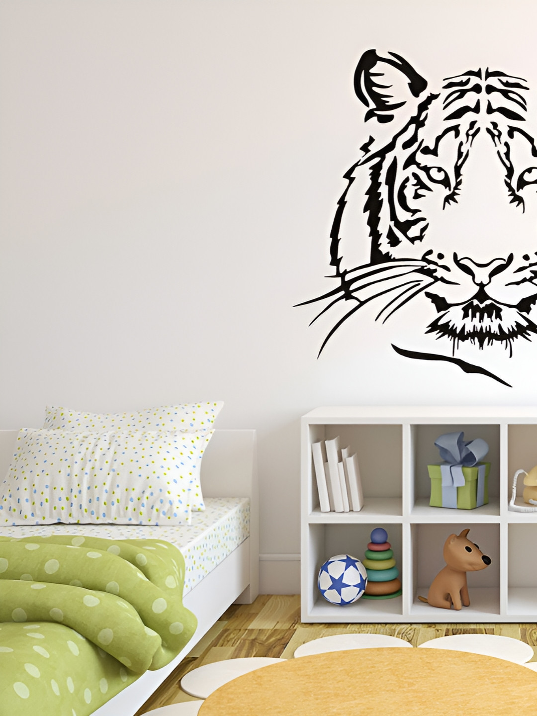 LANSTICK Black Printed Beautiful Tiger Wall Sticker