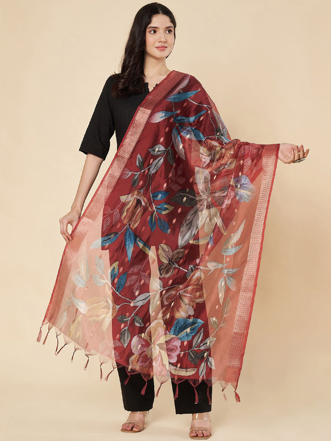 Zamour Printed Organza Dupatta