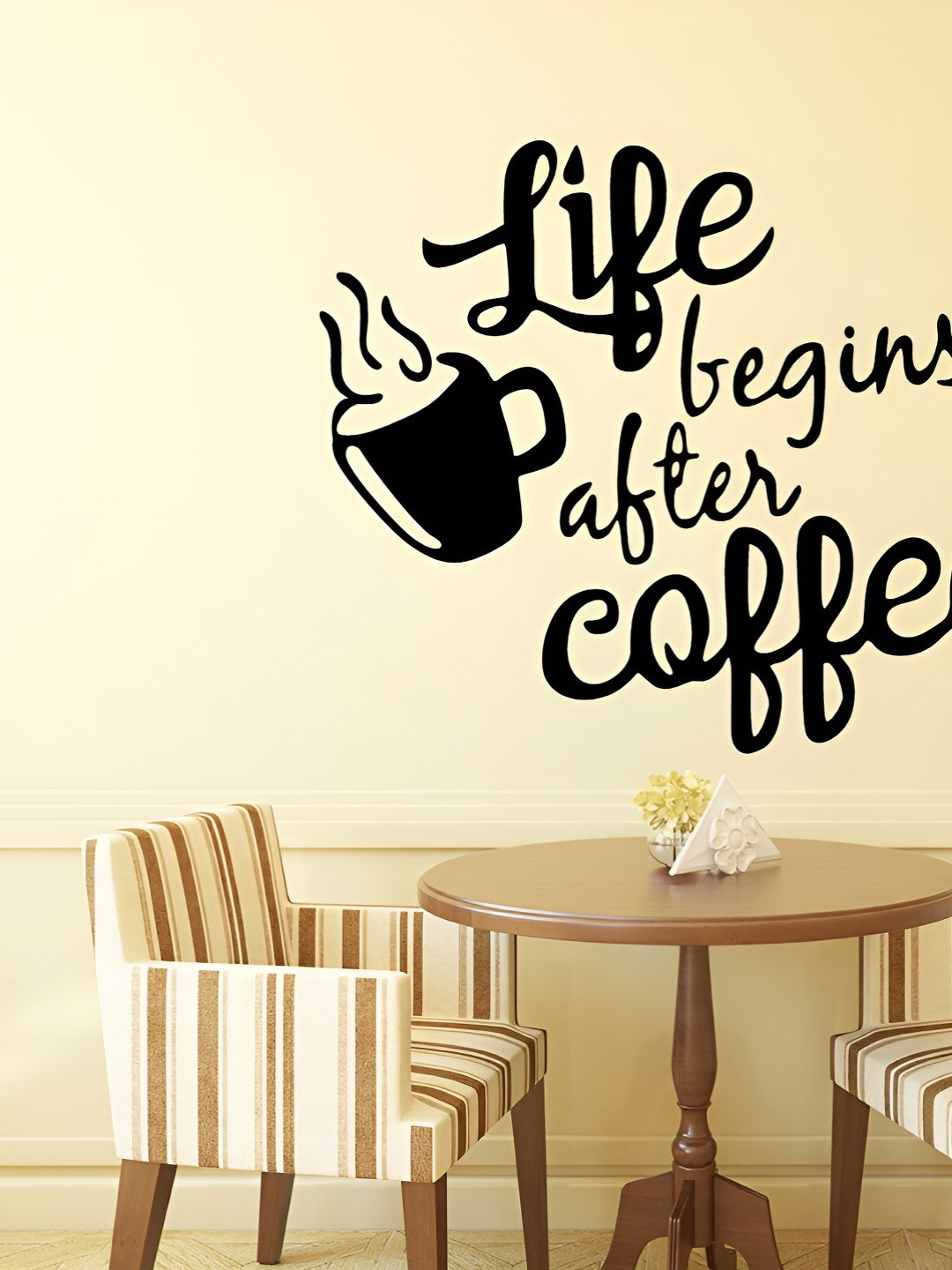 LANSTICK Black Printed Beautiful Coffee Quotes Wall Sticker