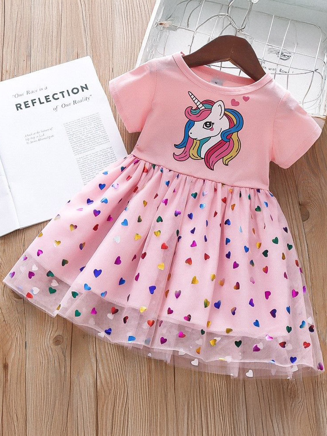 StyleCast Girls Graphic Printed Net Fit & Flare Dress