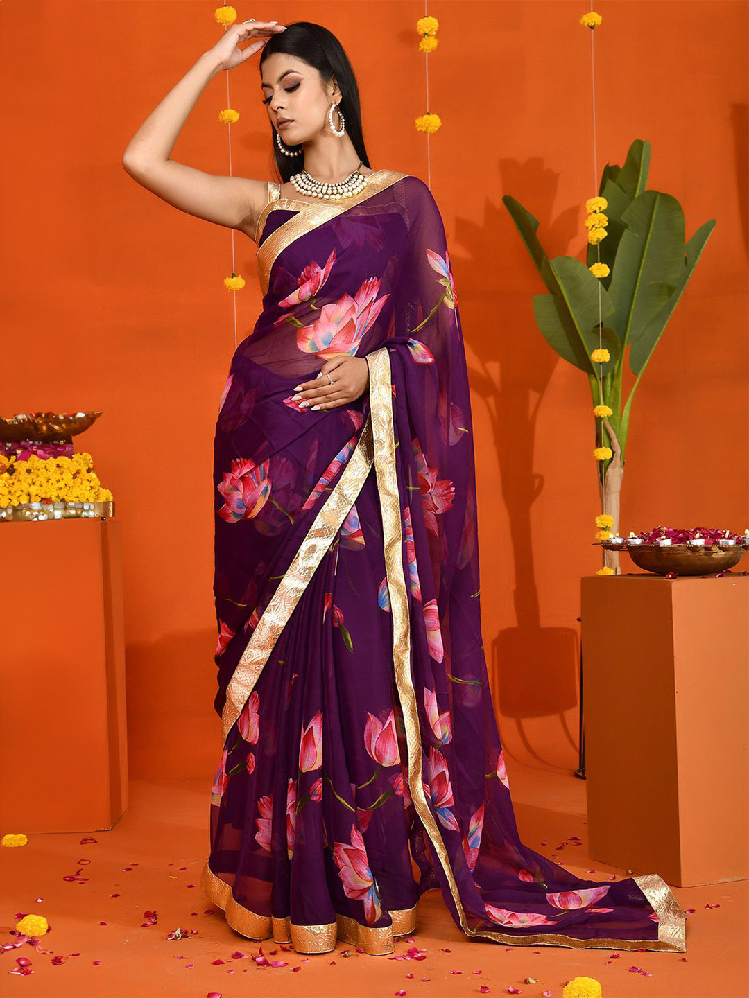Bannhi by Priyanka Rathore  Woven Design Floral Zari Saree