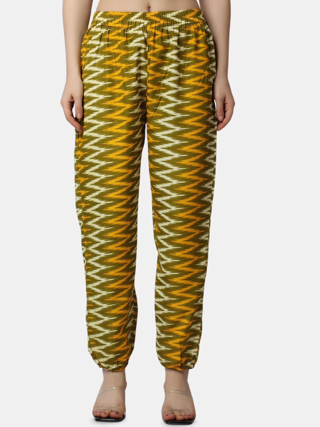 Popwings Women Printed Relaxed Loose Fit Easy Wash Joggers Trousers