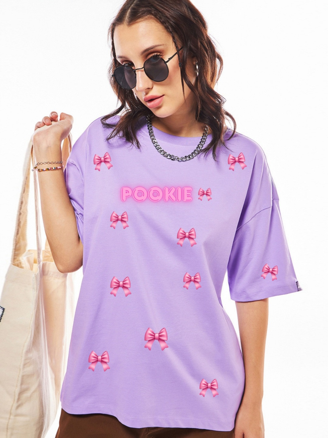 RAYACLOSET Women Conversational Printed Extended Sleeves T-shirt