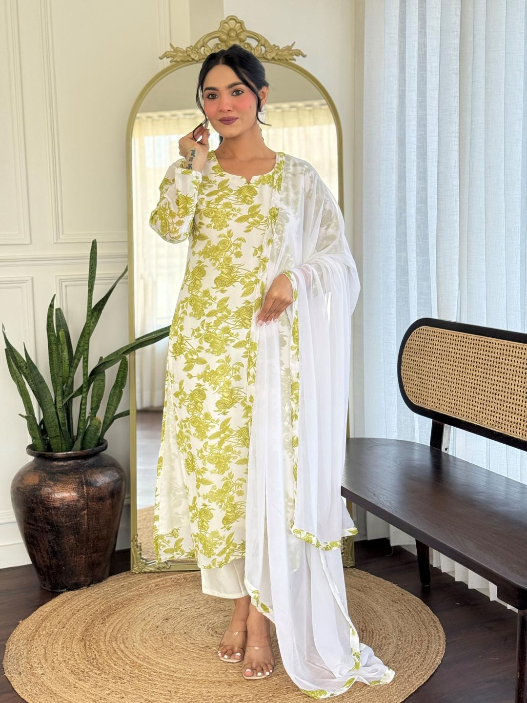 KALINI Women Printed Straight Kurta Set
