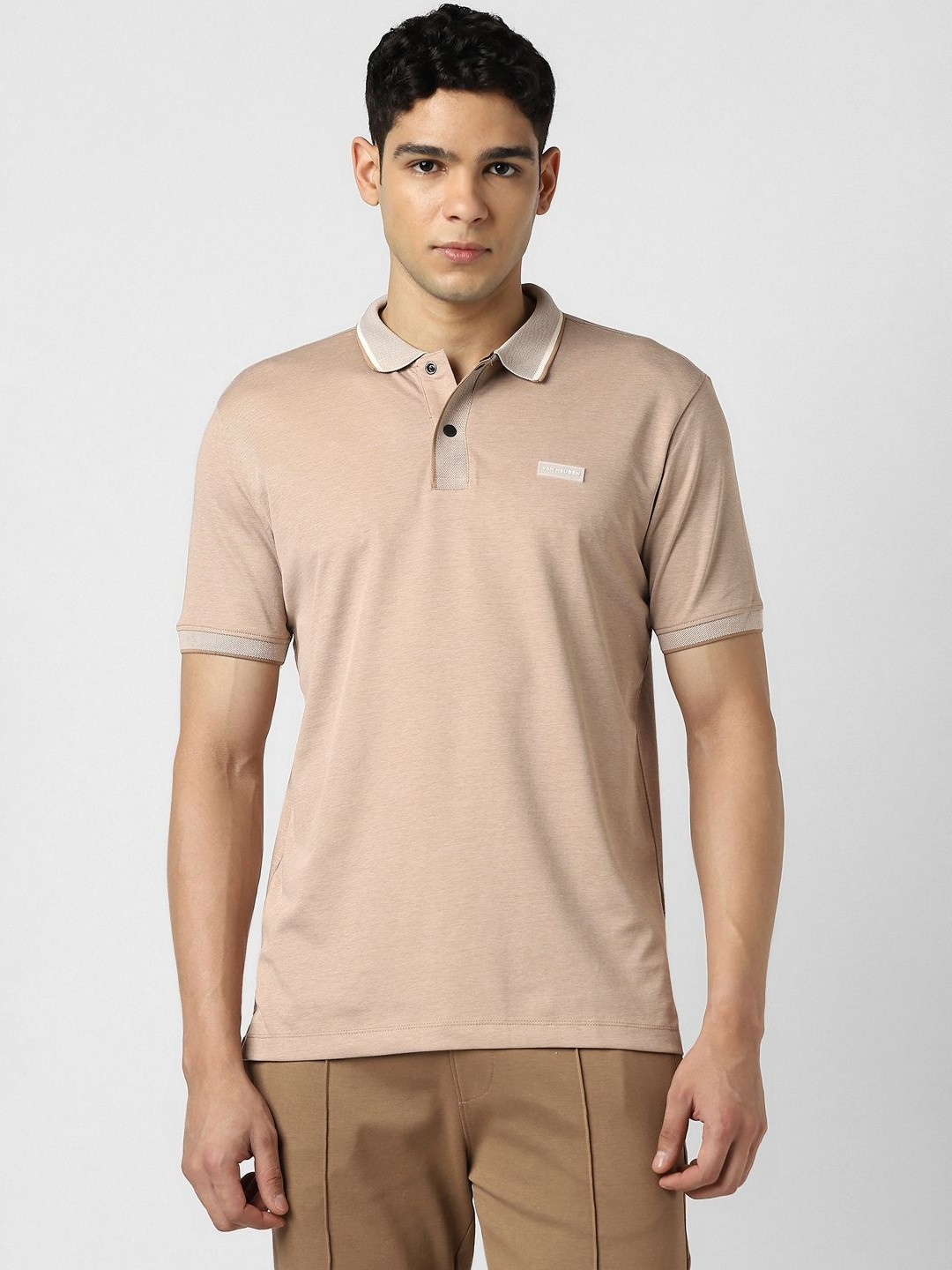 Van Heusen Flex Textured Polo Collar Short Sleeves T-shirt