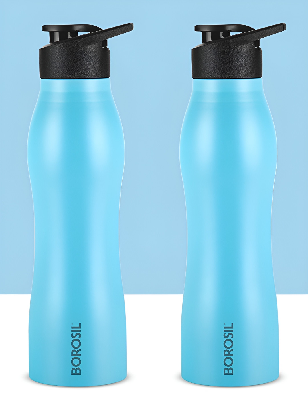 BOROSIL Grip Go Blue Stainless Steel Single Wall Vacuum 2 Piece Water Bottle - 950ml