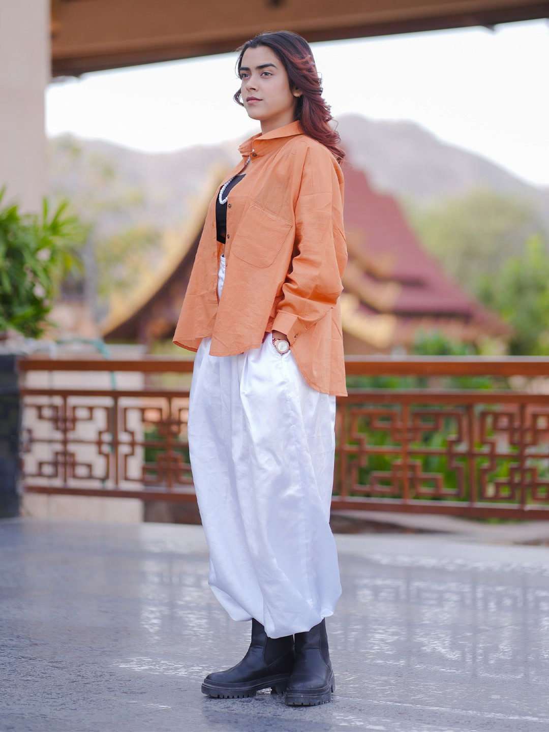 SASSY SAJJA Women Apricot Free Size Comfort Casual Shirt