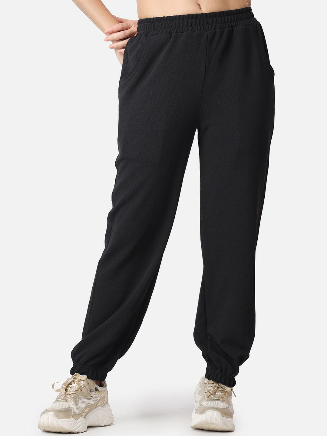 Popwings Women Smart Loose Fit High-Rise Joggers Trousers
