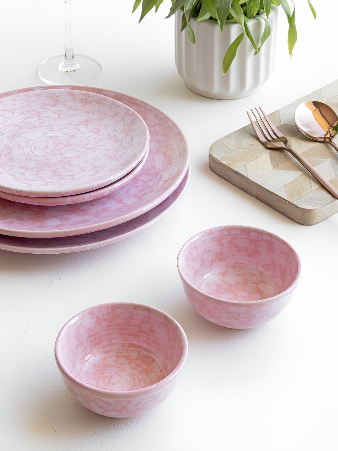 Claymistry Pink 2 Pieces Ceramic Dishwasher and Microwave Safe Serving Bowl 180 ml Each