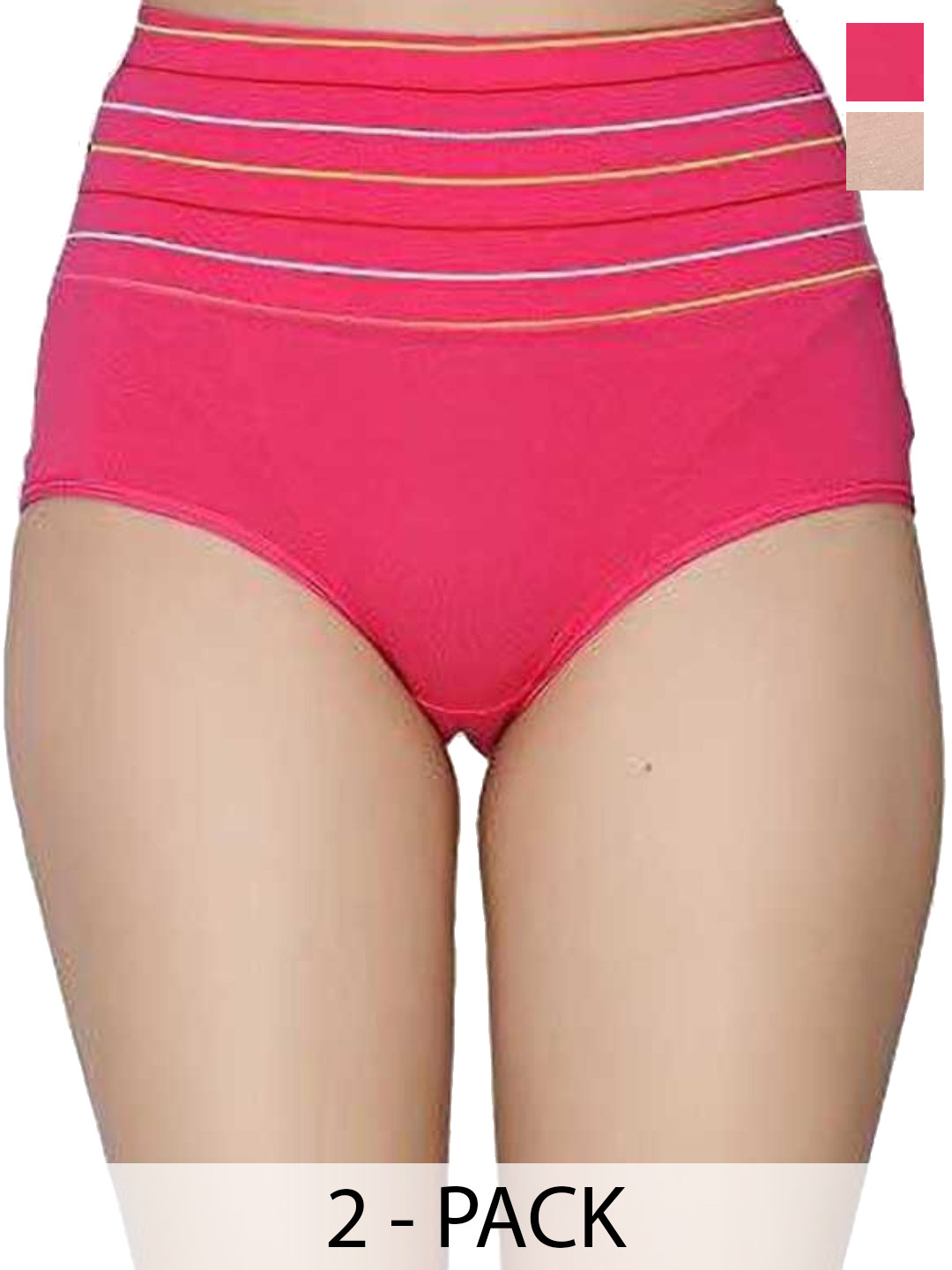 Taslar Pack Of 2 Striped Cotton Hipster Briefs 036TLARBREF_CRM_PNK