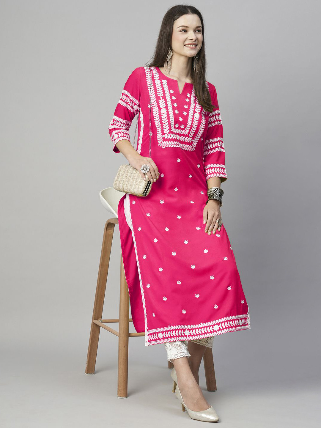 CELEUM Women Ethnic Motifs Embroidered Thread Work Kurta