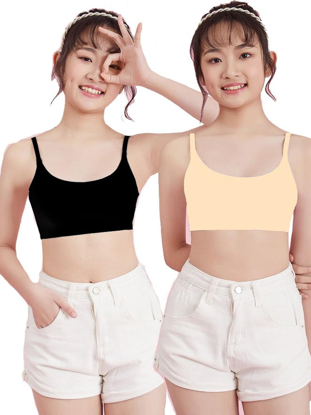 BRAAFEE Girls Beginners Non Padded Full Coverage Cotton Bra