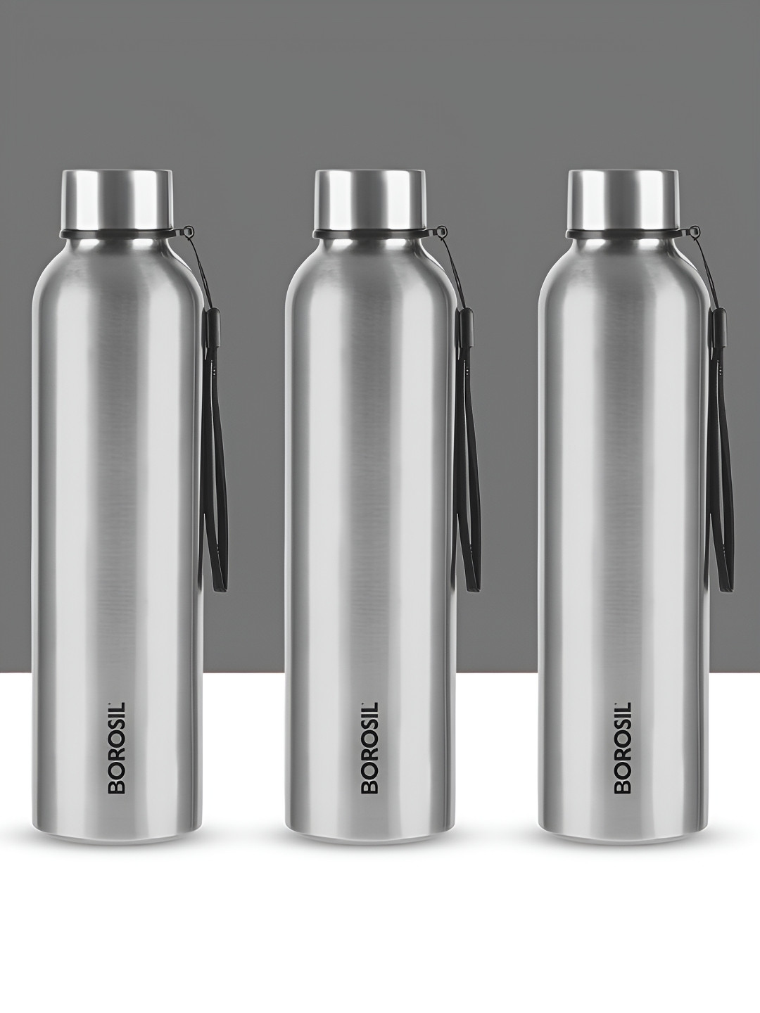BOROSIL Laguna Steel Solid Stainless Steel Single Wall Vacuum 3 Piece Water Bottle - 1L