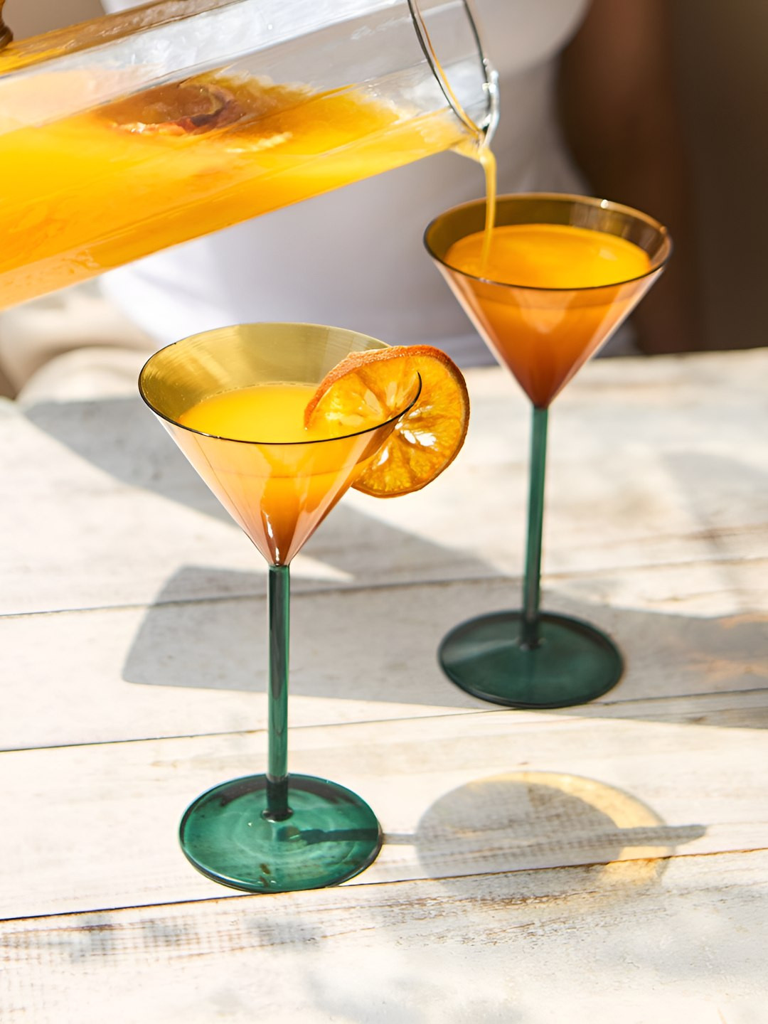 Chumbak Brown 2 Easy to Clean Borosilicate Glass Martini Glass Bar Glass