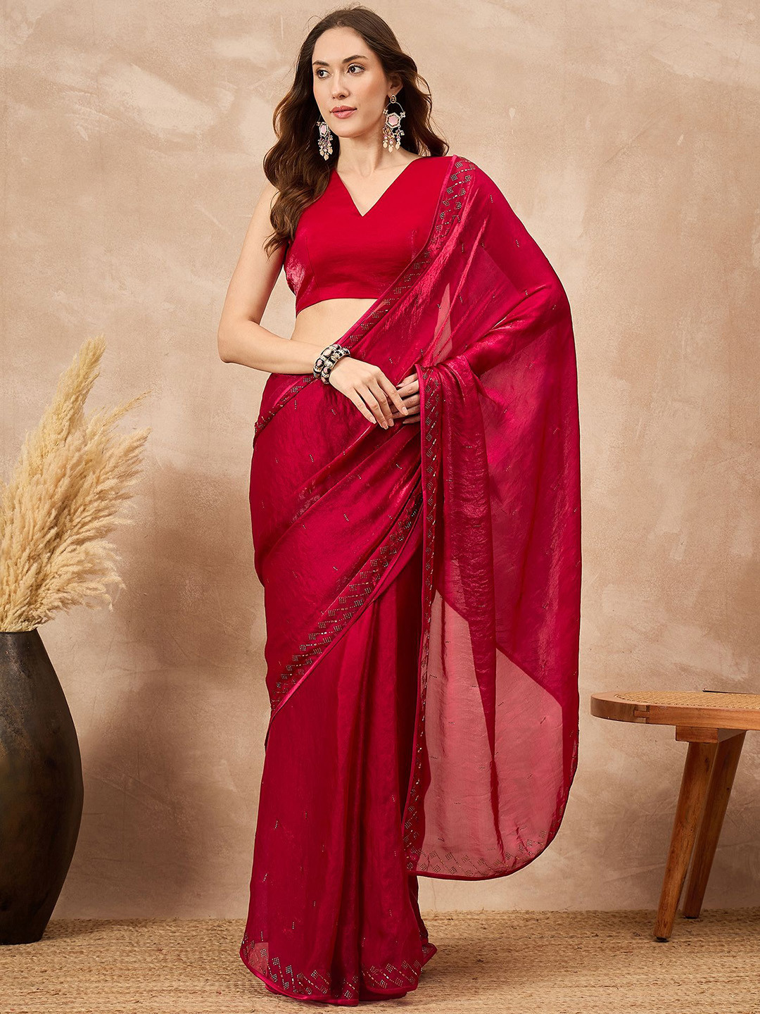all about you Ethnic Motifs Satin Saree