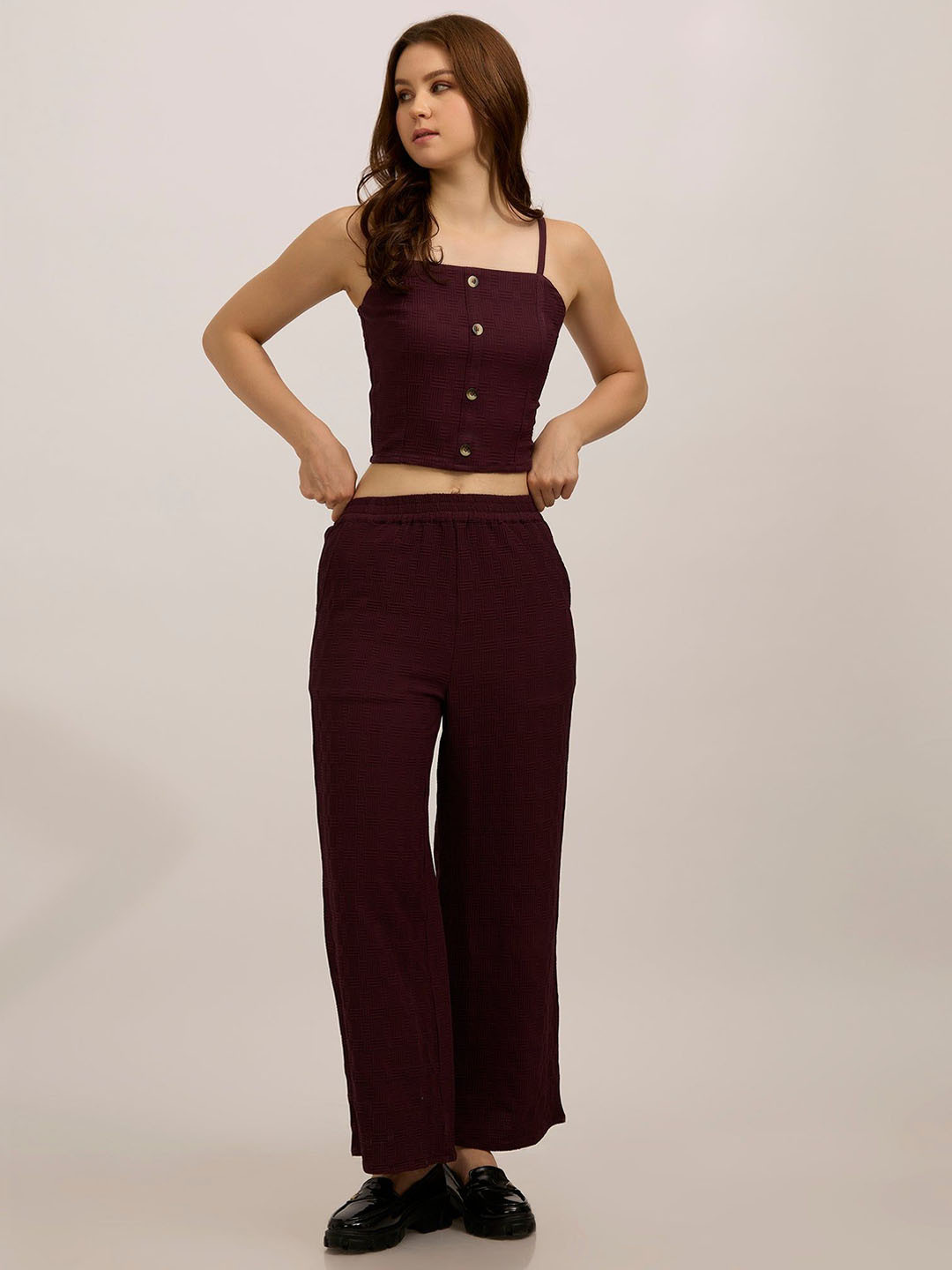 Outzidr Maroon Top & Pant Vacay Co-Ord Set