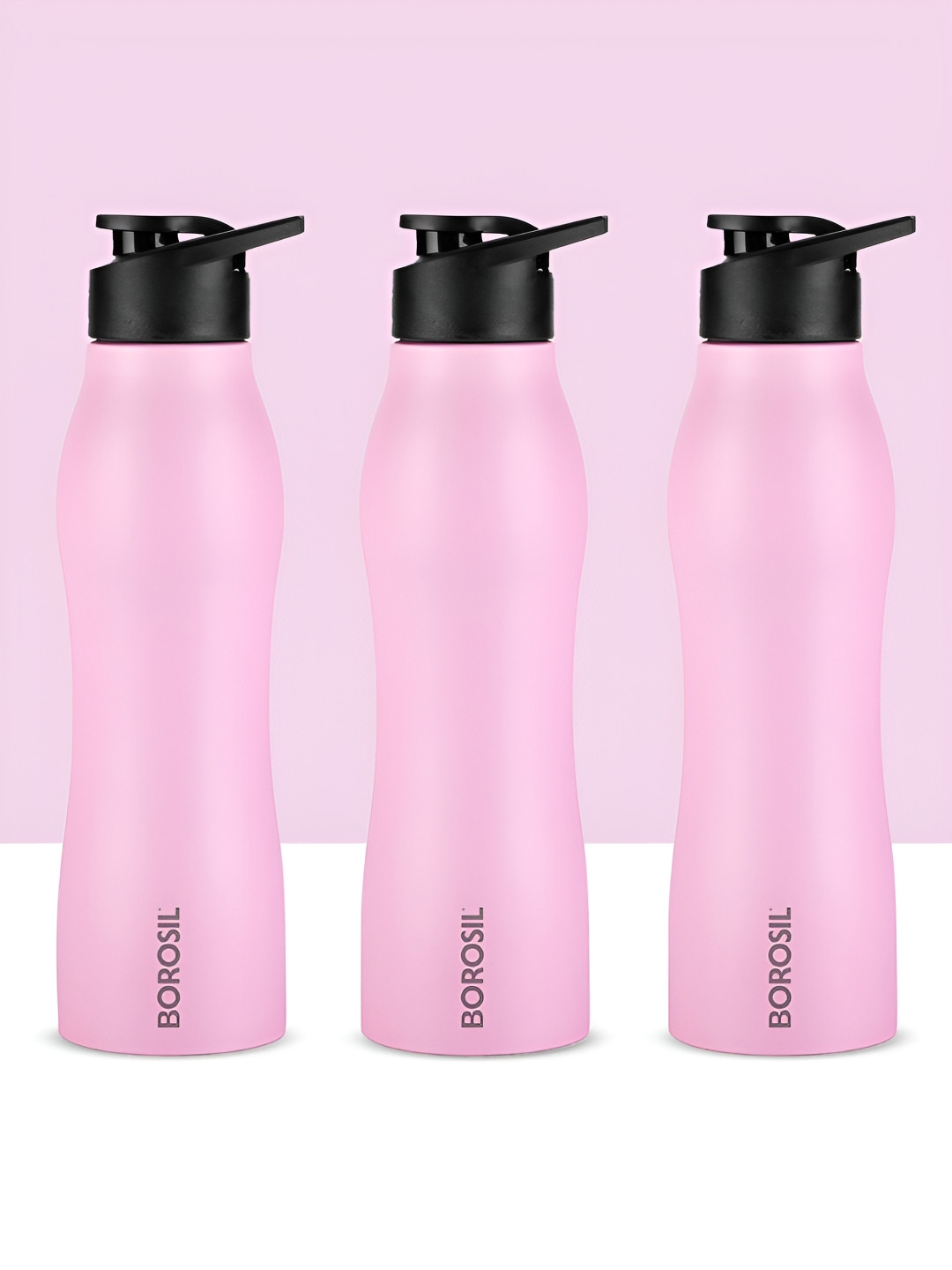 BOROSIL GripGo Pink Stainless Steel Spill Proof 3 Piece Water Bottle - 950ml
