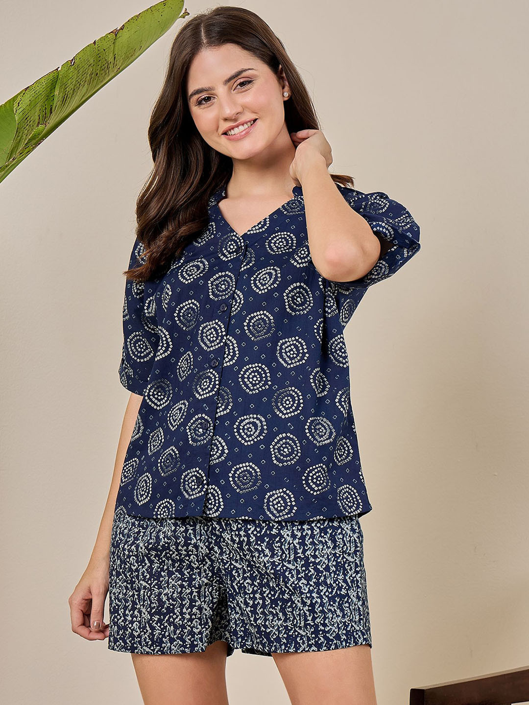 July Women Pure Cotton Top-Shorts Night suit