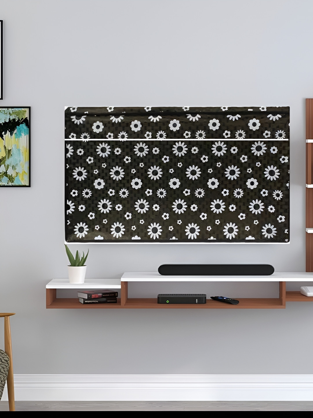 Kalra Magic Olive-Green & White Printed Dustproof & Waterproof 32 Inch Tv Cover