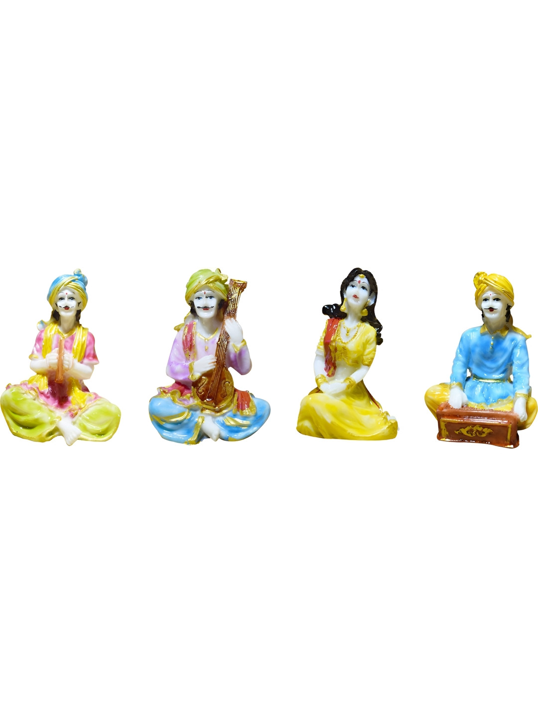 Aura White Marble Glossy Living Room Set of 4 Small Showpieces - 5.1 Inches