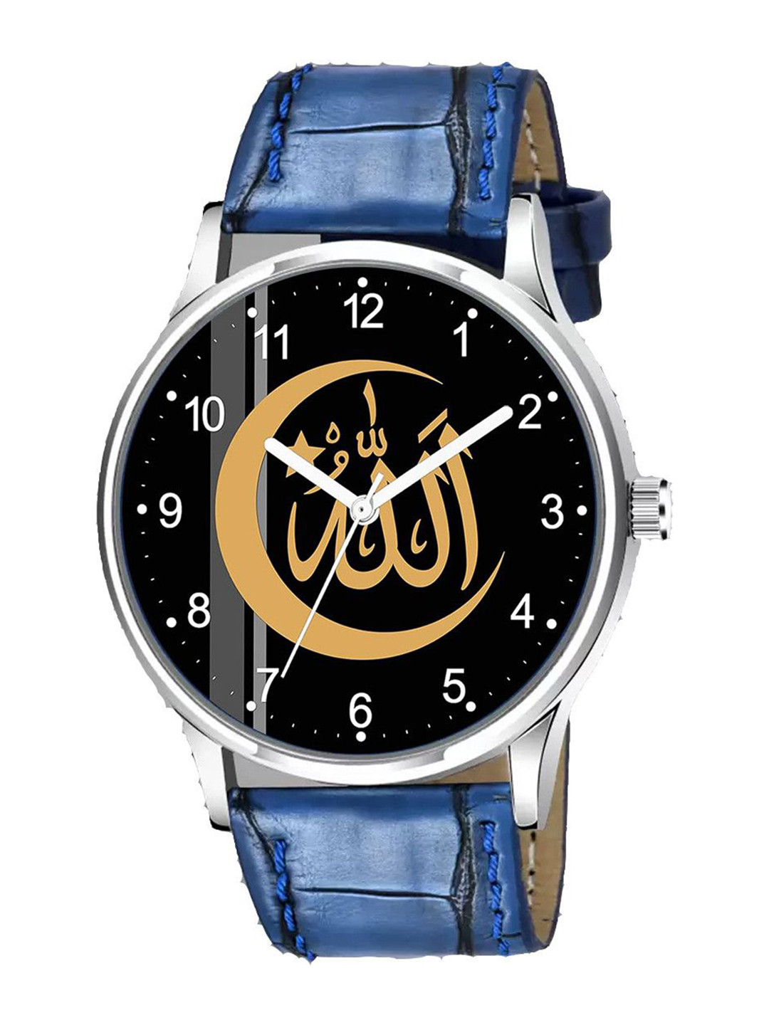 CSAMON Men Leather Straps Analogue Watch 1018SLV Islamic NUM01 BLU L_SH