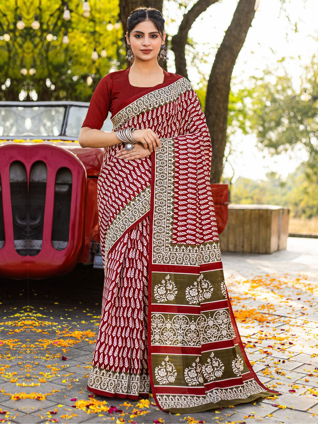 all about you Bagh Silk Blend Designer Dabu Saree
