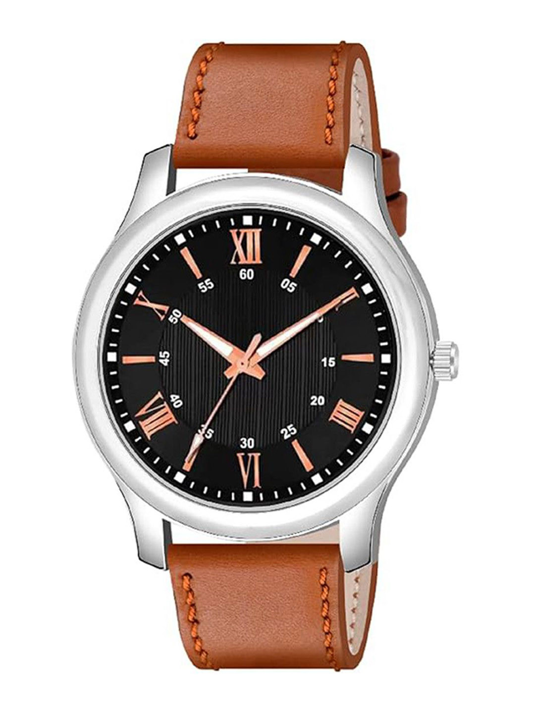 Gopal Shopcart Unisex Embellished Dial & Leather Textured Straps Analogue Watch