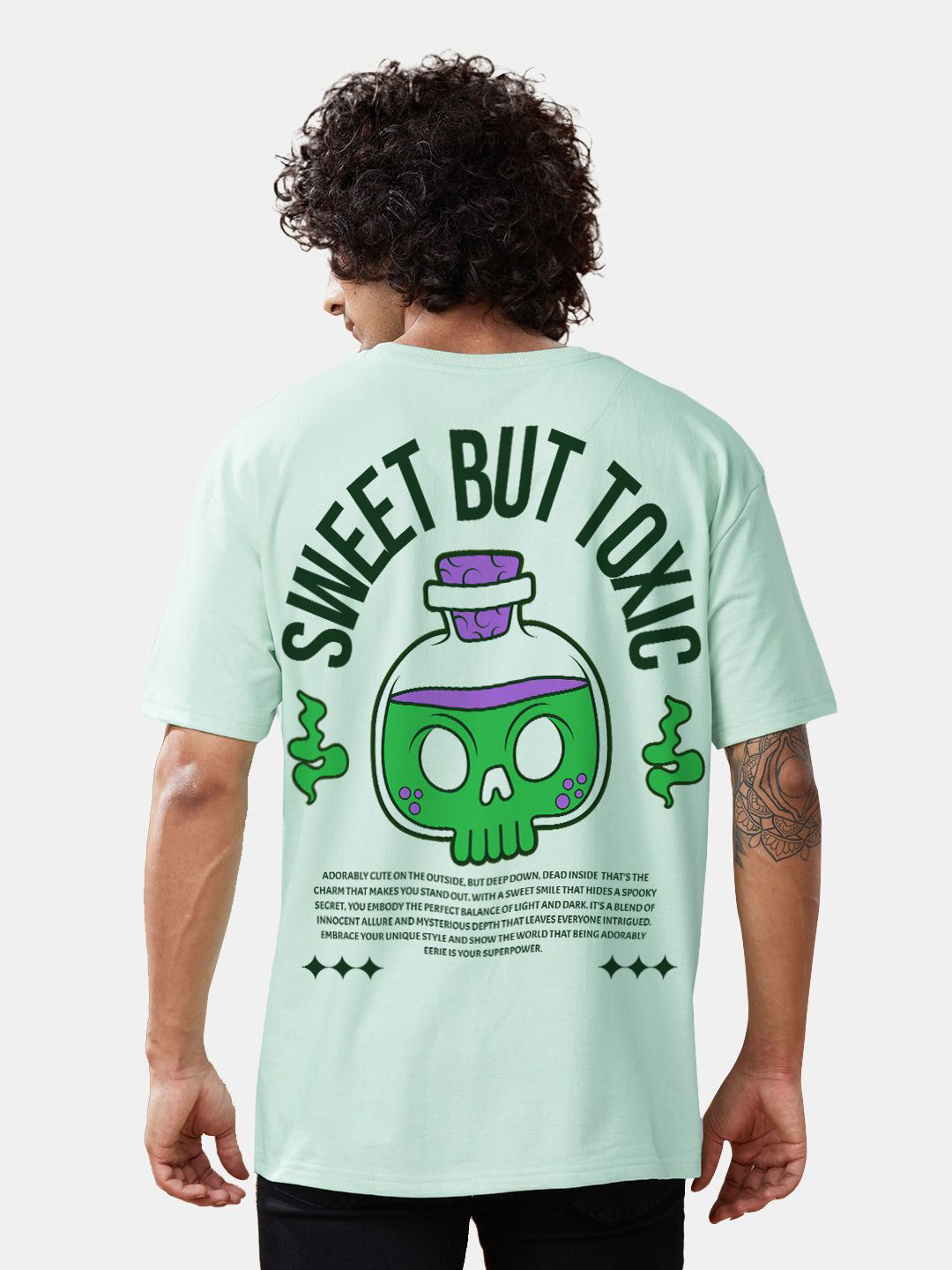 Crazymonk Sweet But Toxic Graphic Printed Oversized Cotton T-shirt