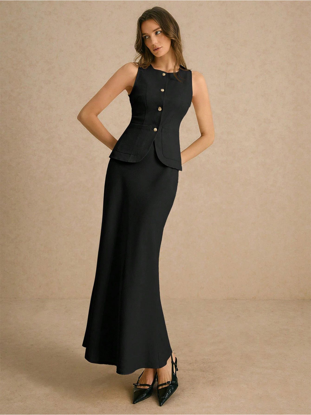 Chemistry Women  A-Line Maxi Dress With Coat