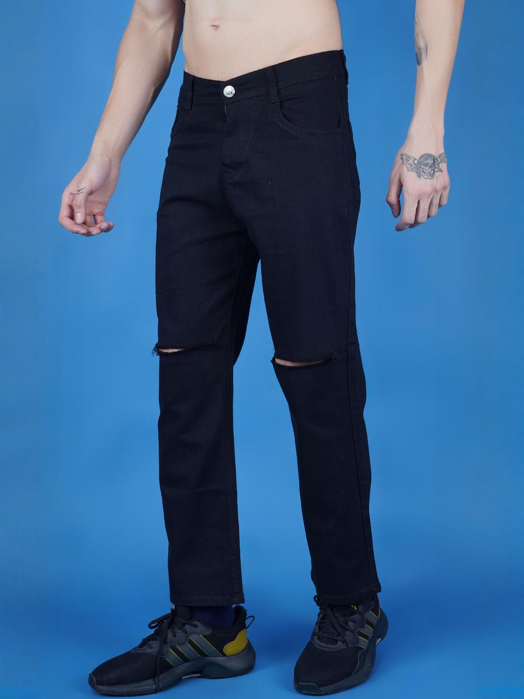 SZN Classic Mid-Rise Slash Knee Stretchable Jeans
