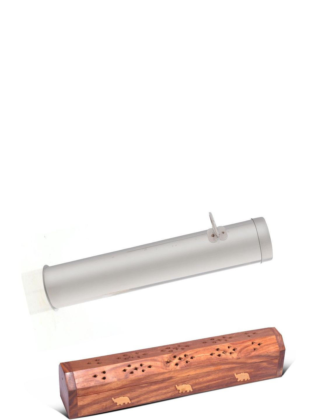 DigiRake 2 Piece Wooden & Stainless Steel Incense Holder Set