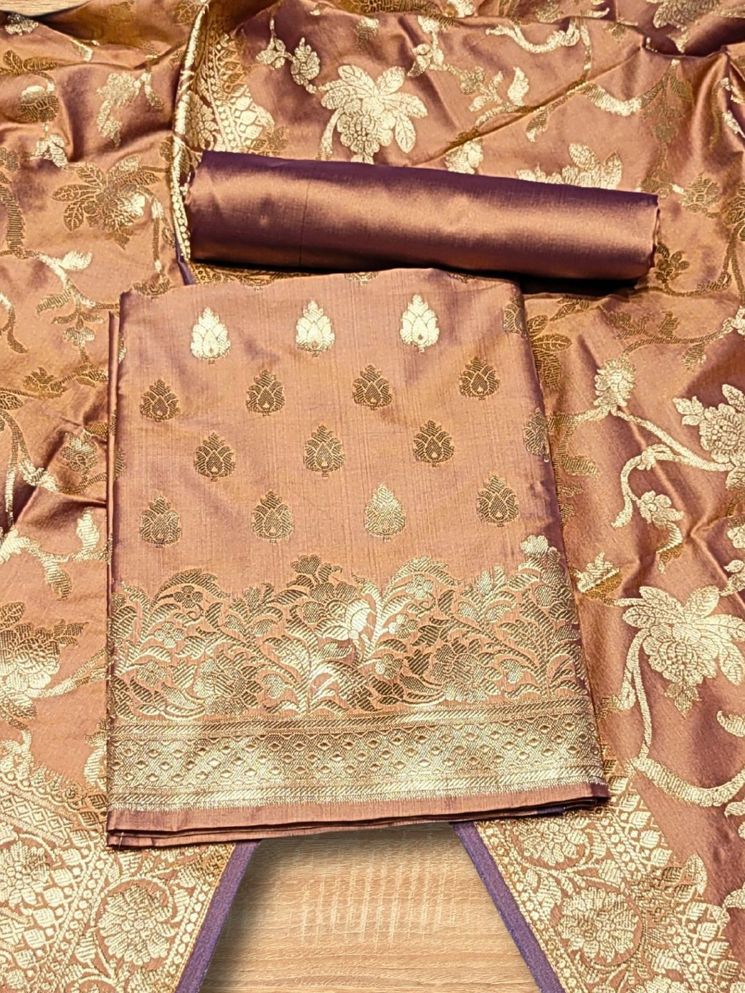 Chhabra 555 Floral Woven Design Banarasi Satin Silk Unstitched Dress Material