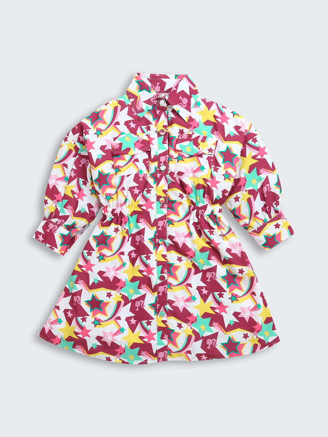 Tiny Girl Abstract Print Shirt Collar Fit & Flare Dress