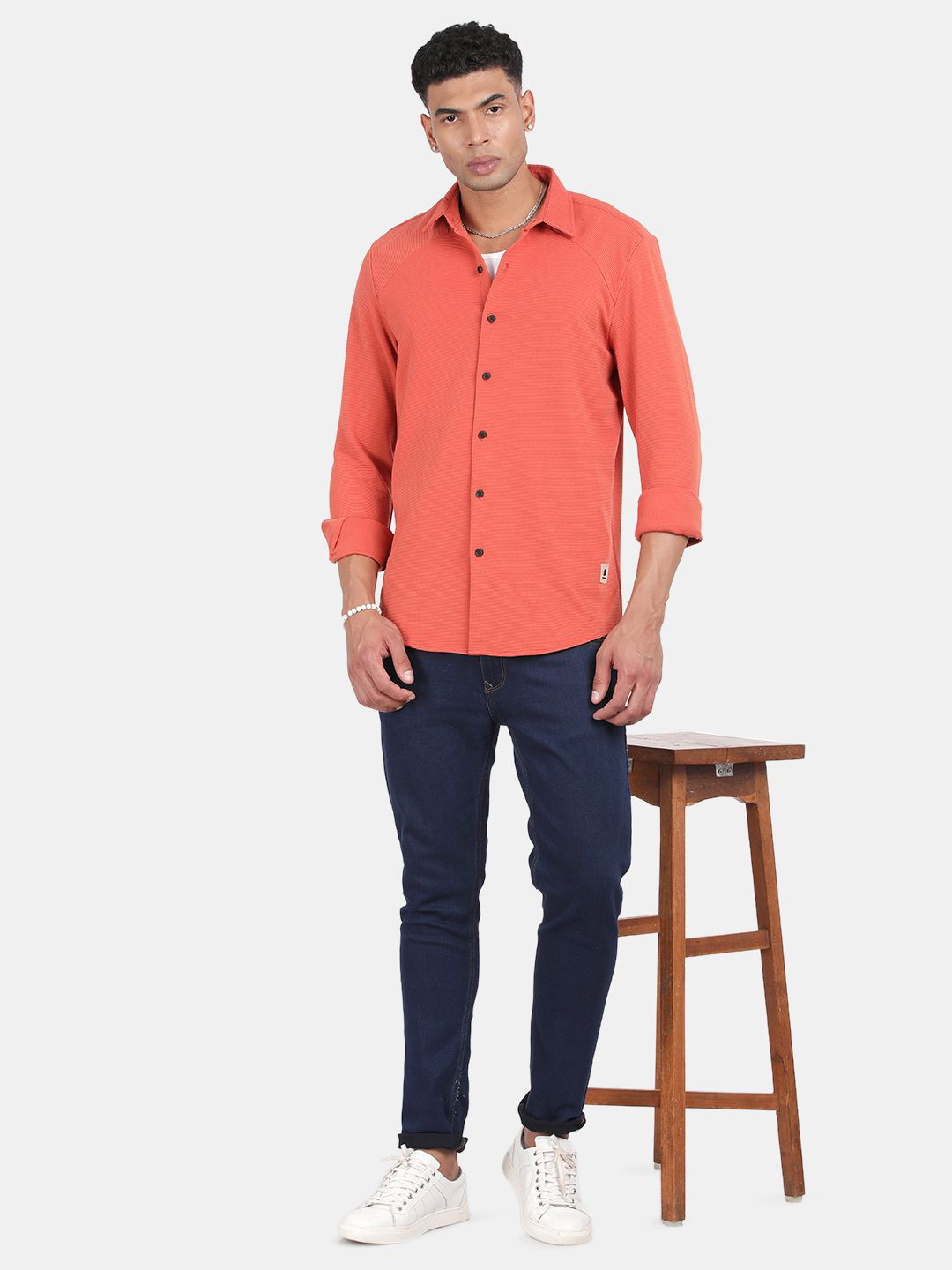 Blu MNKY Men Smart Slim Fit Solid Spread Collar Casual Shirt