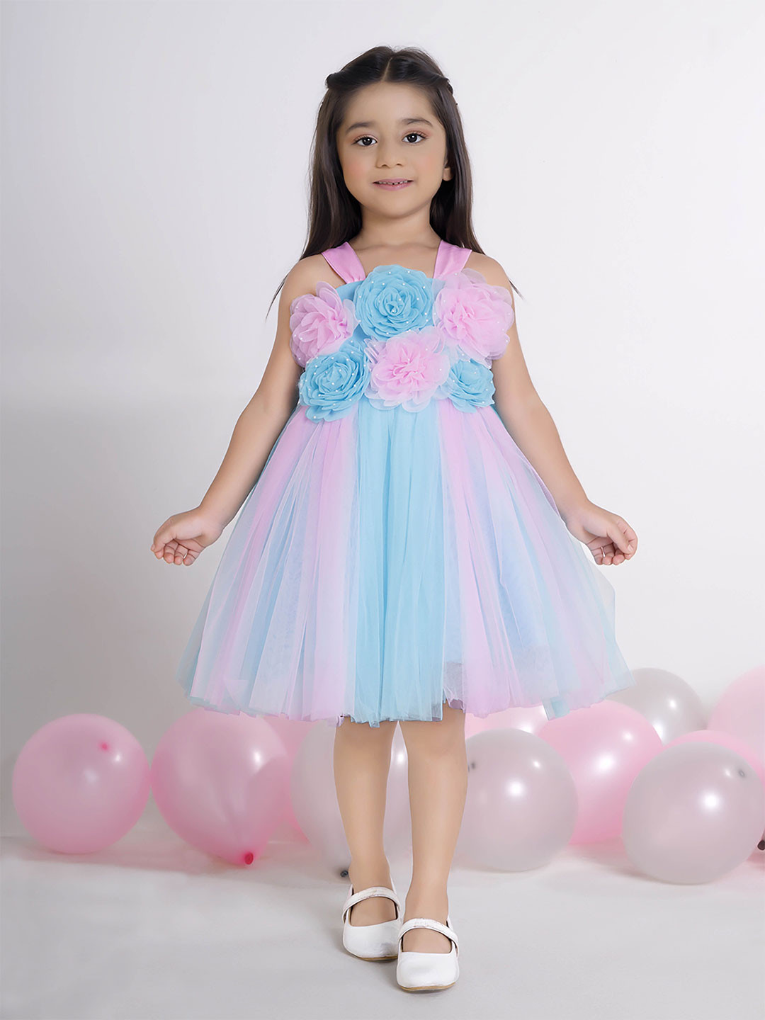 Ministitch Kids Girls Solid Bow Fit & Flare Dress