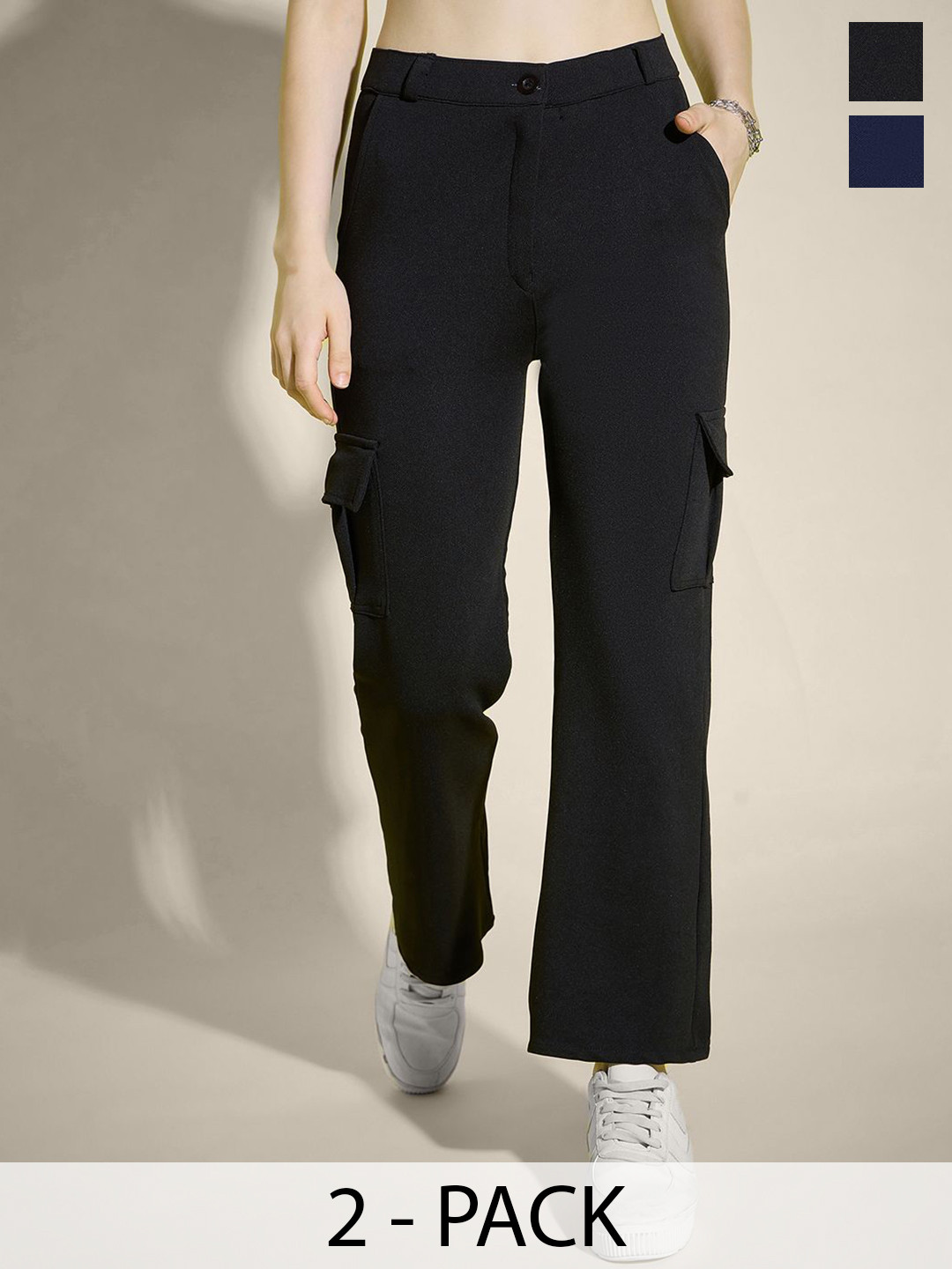 CORSICA Women Relaxed High-Rise Pack of 2 Cargos Trousers