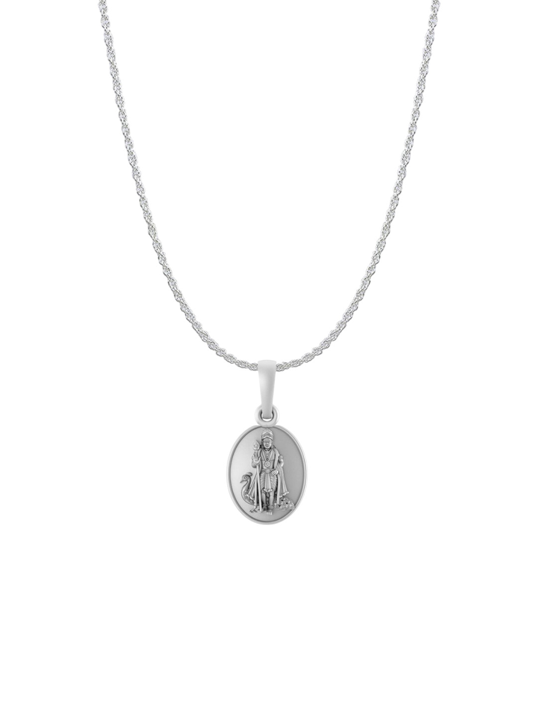 AKSHAT SAPPHIRE 925 Sterling Silver Silver-Plated Kartikeya Pendant with Rope Chain