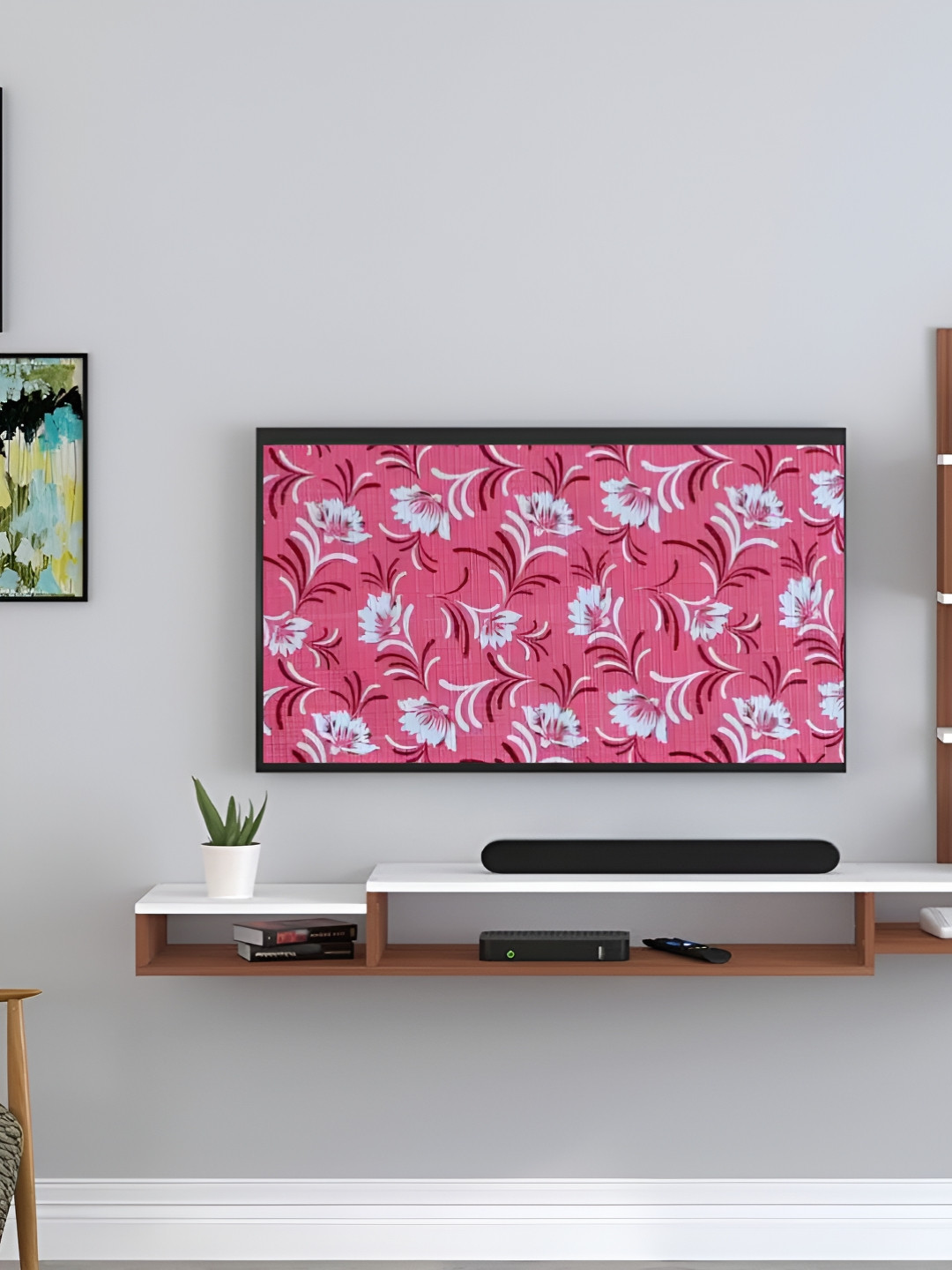 Kalra Magic Pink & White Printed Dustproof & Waterproof 32 Inch Tv Cover