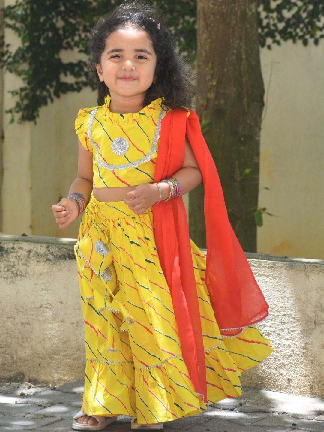 Mamma's Bear Girls Printed Ready to Wear Lehenga & Blouse with Dupatta