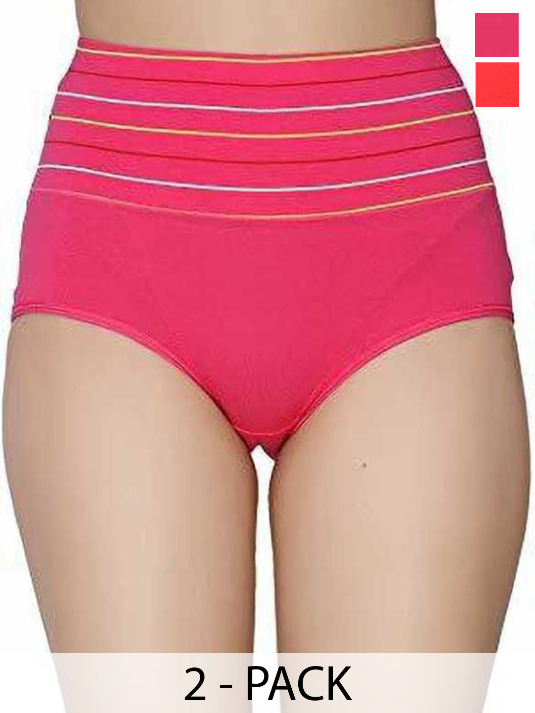 Taslar Pack Of 2 Striped Cotton Hipster Briefs 036TLARBREF_PNK_RD