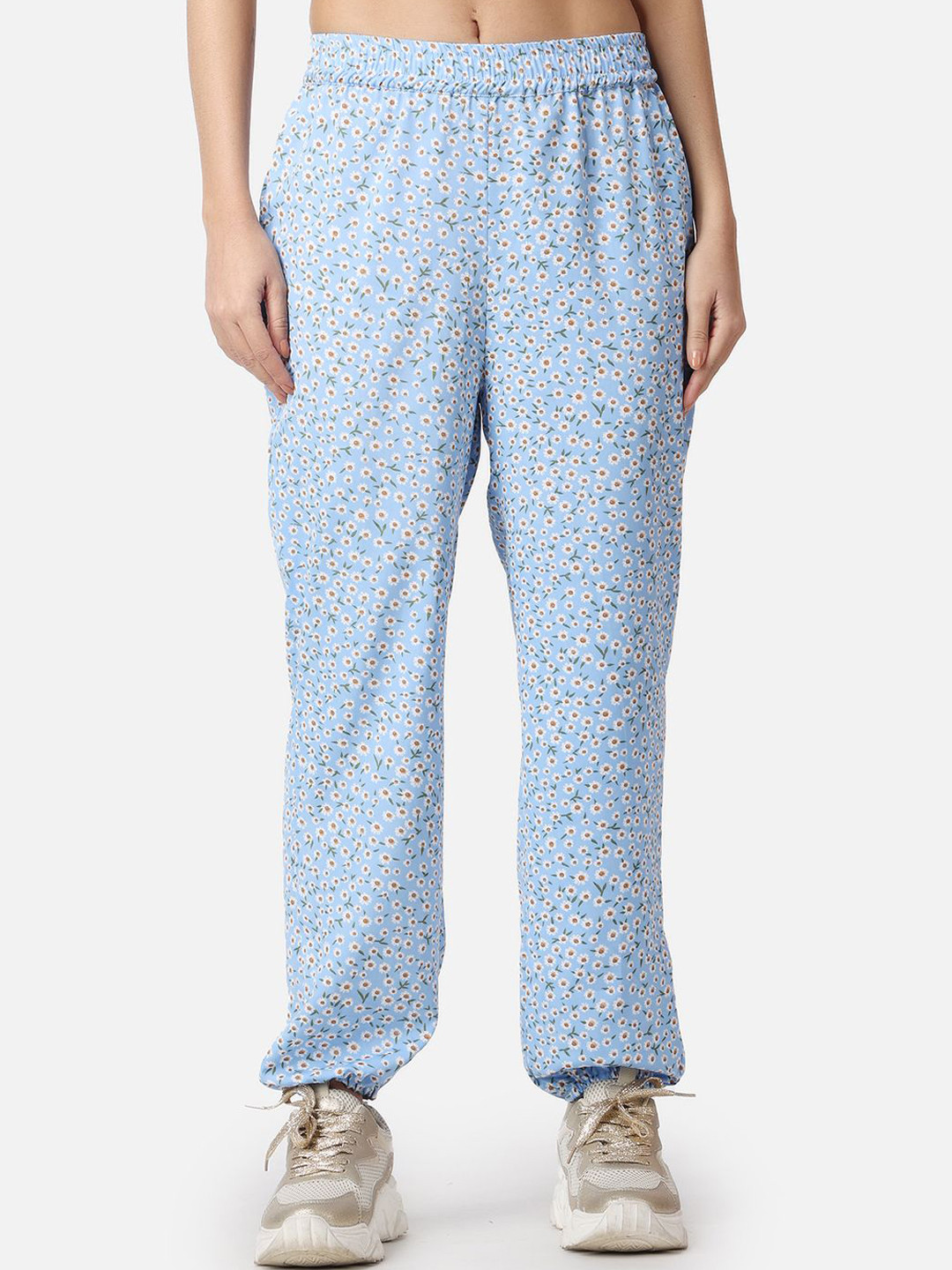 Popwings Women Floral Printed Relaxed Loose Fit High-Rise Joggers