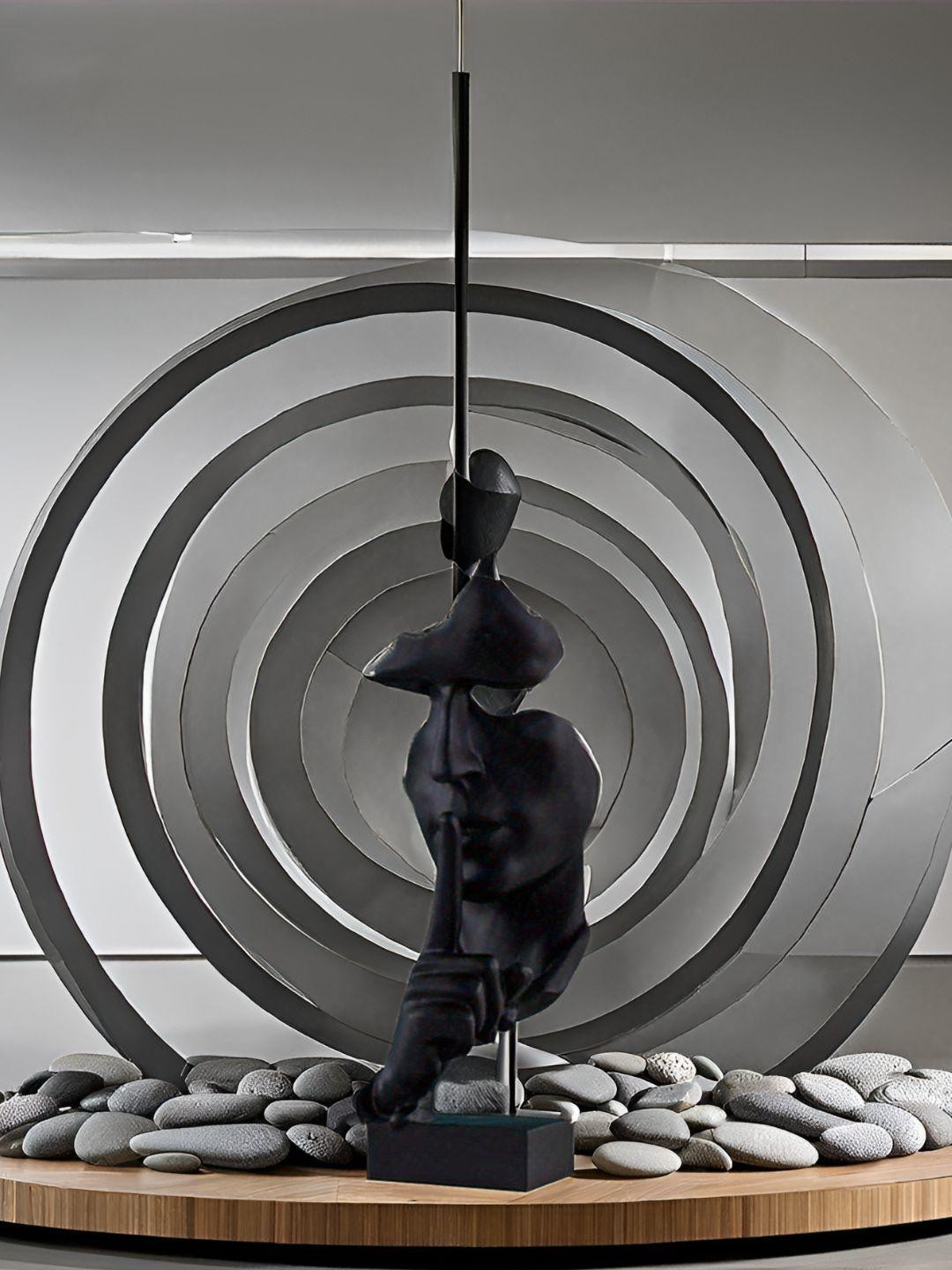 Kraftlik Handicraft Black Resin Natural Living Room Medium Showpiece - 10 Inches