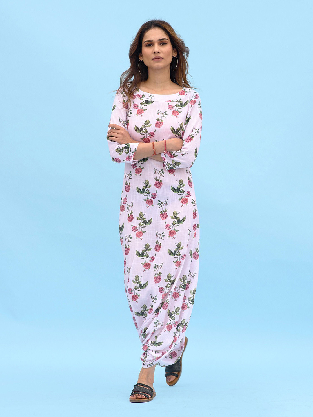 Pasha Printed Culotte Soft Pink Berry Dhoti Jumpsuit