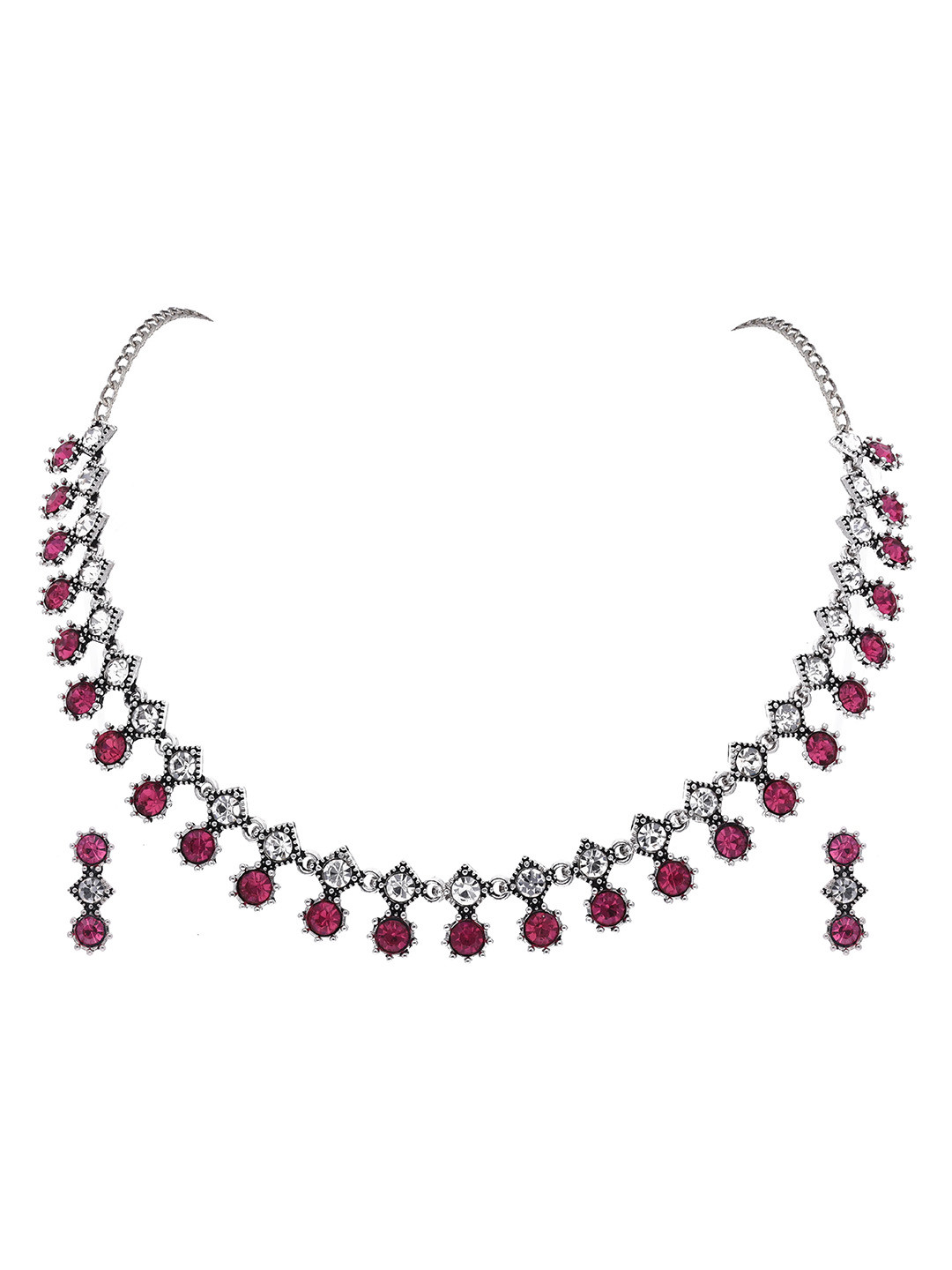 Brado Jewellery Pack of 2 Brass Brass Silver Pink Jewellery Set