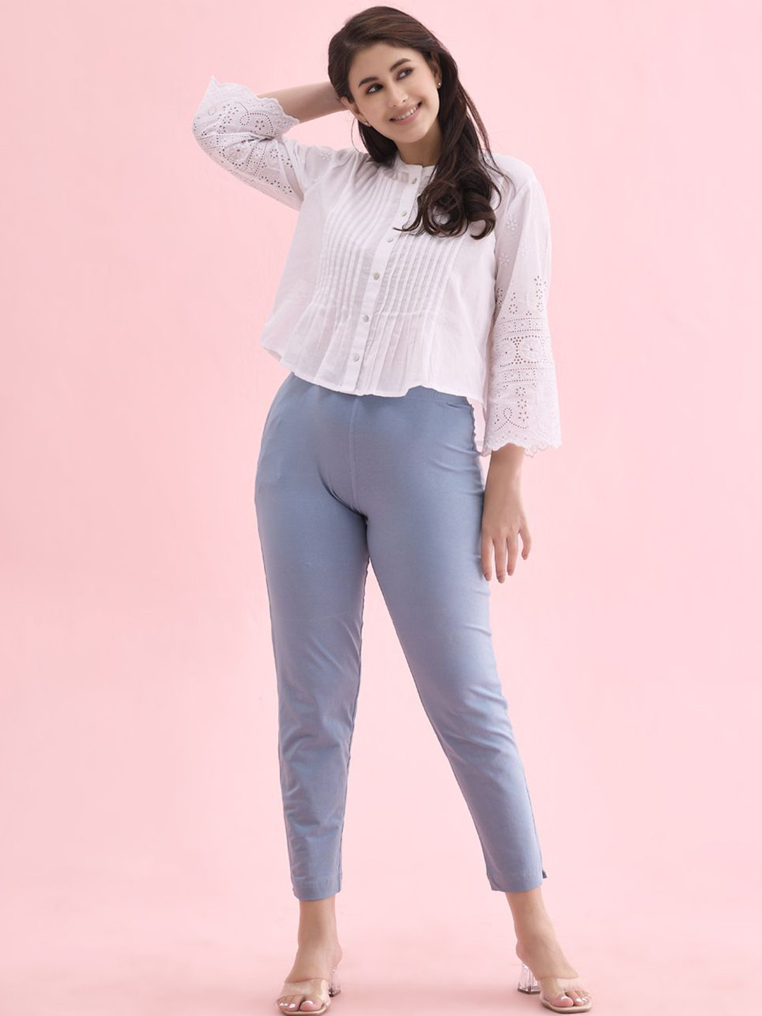 Go Colors Women Regular Fit Mid-Rise Cotton Trousers