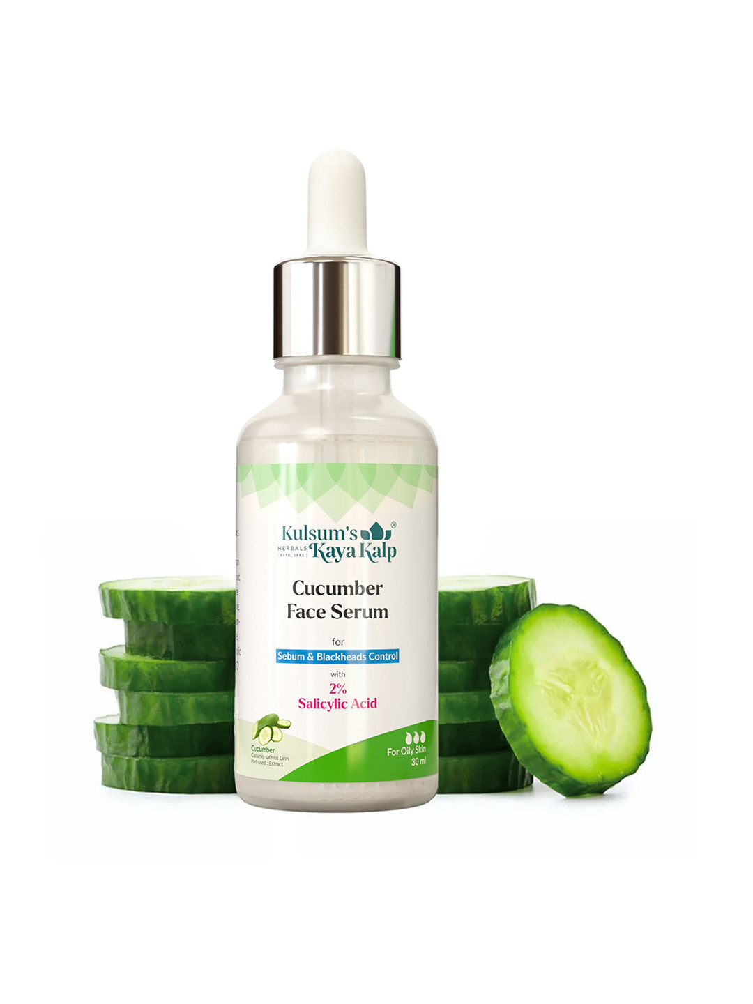 Kulsum's Kaya Kalp Cucumber Face Serum With 2% Salicylic Acid - 30 ml