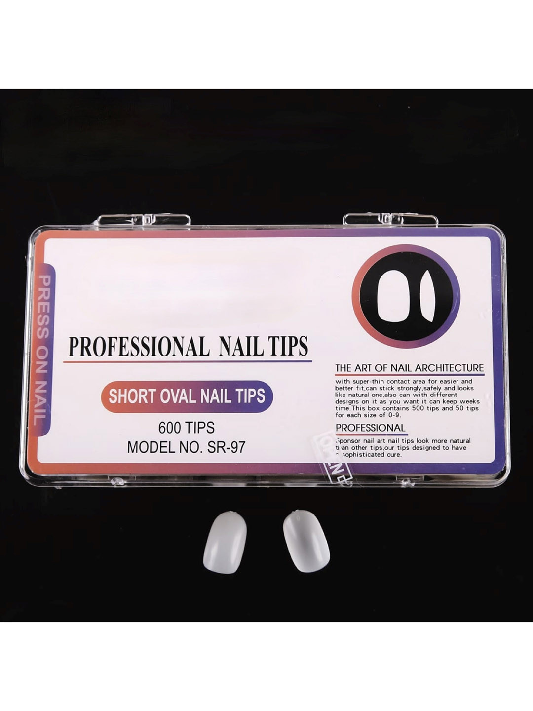 RANORE 600 Pcs Short Oval Press-On Nail Extension Tips - 300 g - White