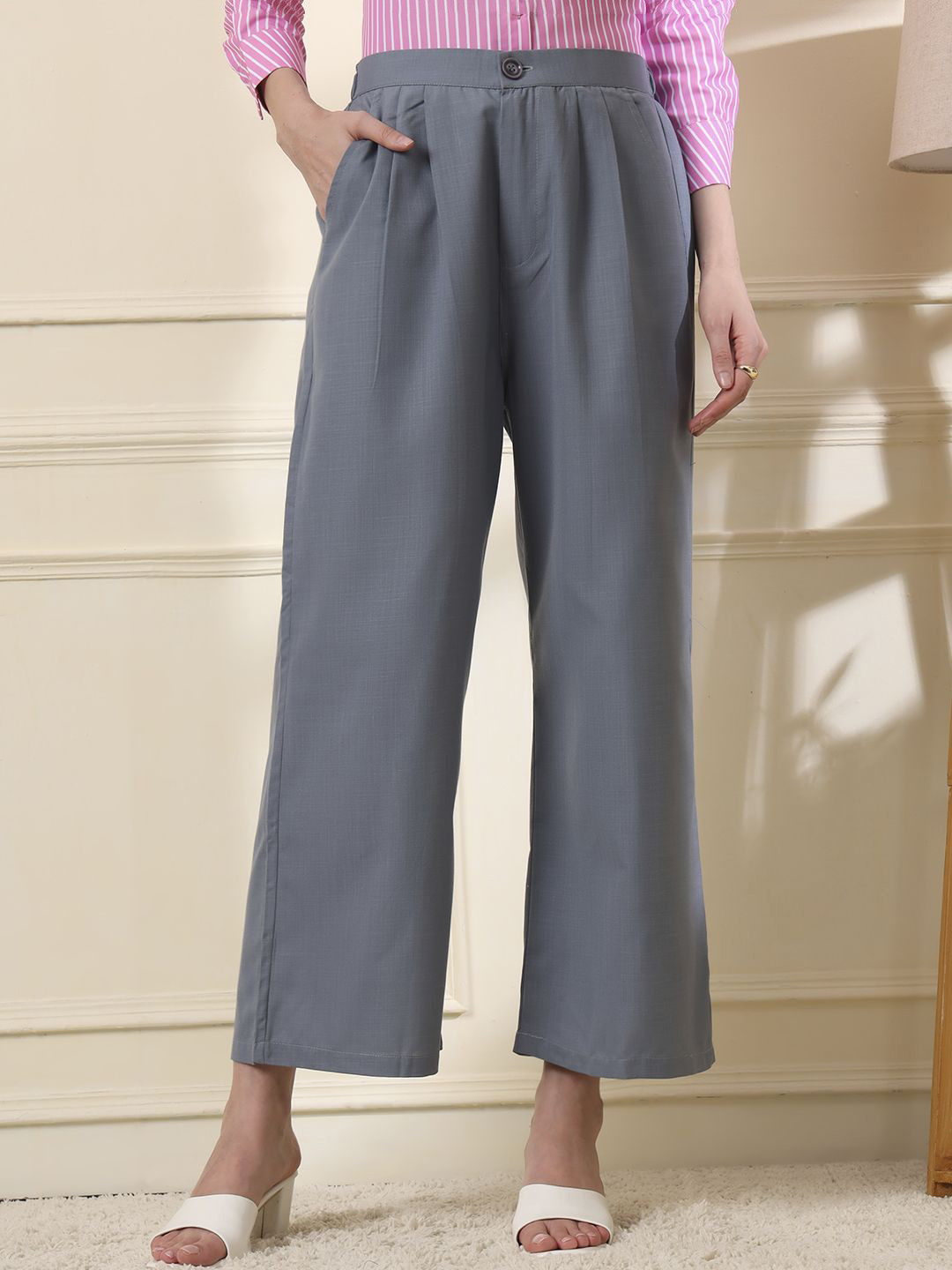all about you Women Loose Fit High-Rise Pleated Trousers