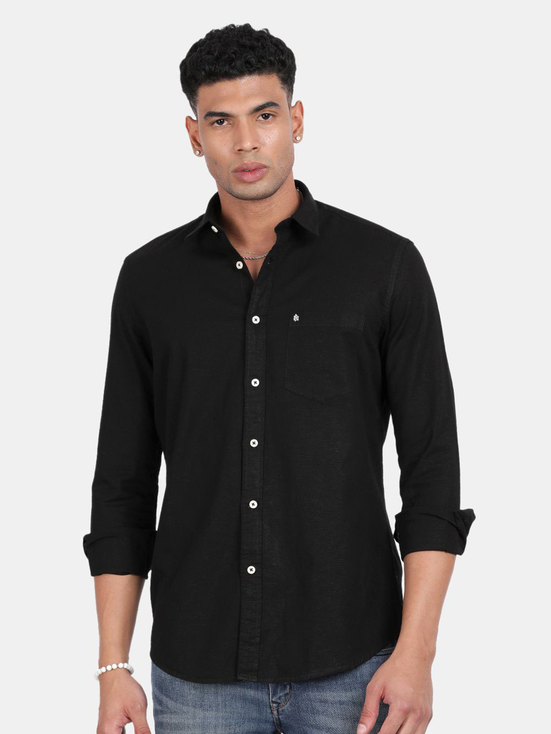 Blu MNKY Spread Collar Smart Slim Fit Shirt