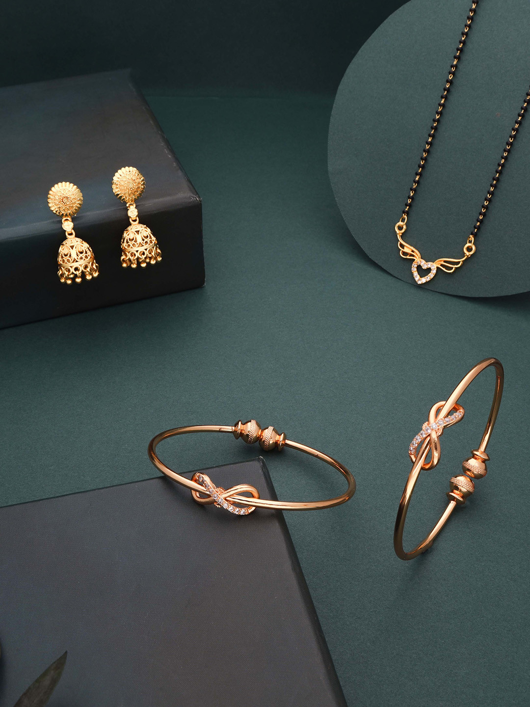 Brado Jewellery Pack of 3 Brass Gold-plated Gold Jewellery Set